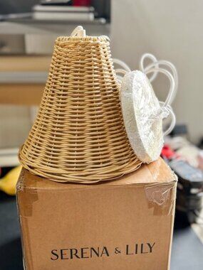 Serena & Lily Santa Barbara Rattan Petite X-Small (9” DIAM) Pendant-Natural